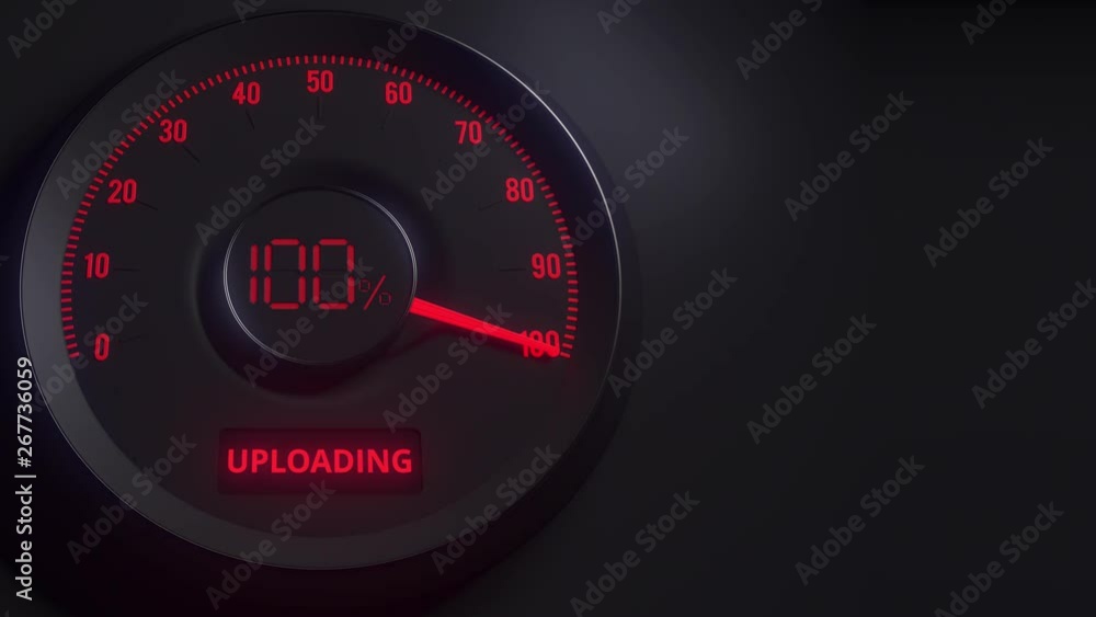Poster red and black upload meter or indicator, 3d animation