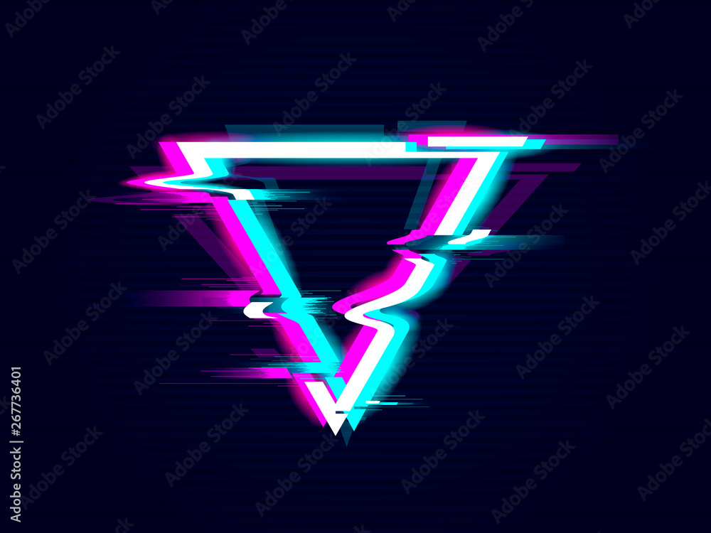 Aufkleber glitch triangle design. distorted glitch style modern background. glow design for graphic design - b