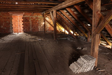 Fototapeta na wymiar dark attic in old building