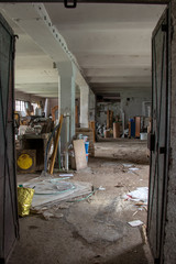 messy hall in old building