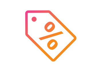 gradient pink and orange vector online retail store discount tag flat icon