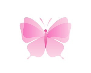 Obraz na płótnie Canvas Beautiful Feminine Pink Butterfly Formed By Flower Petals Logo In Isolated White Background