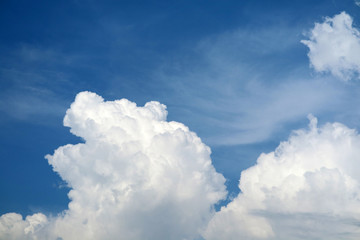 Naklejka na ściany i meble white heap cloud in tropical and blue sky soft cloud