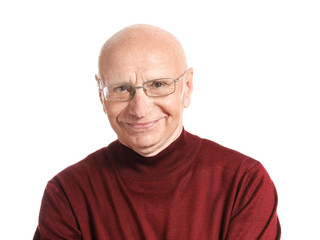 Obraz premium Portrait of elderly man on white background