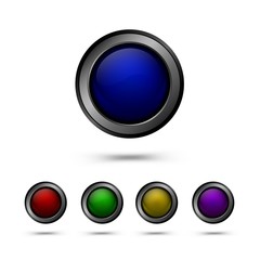Set of glass buttons red, yellow, blue, green, purple color. Blank buttons for web design.