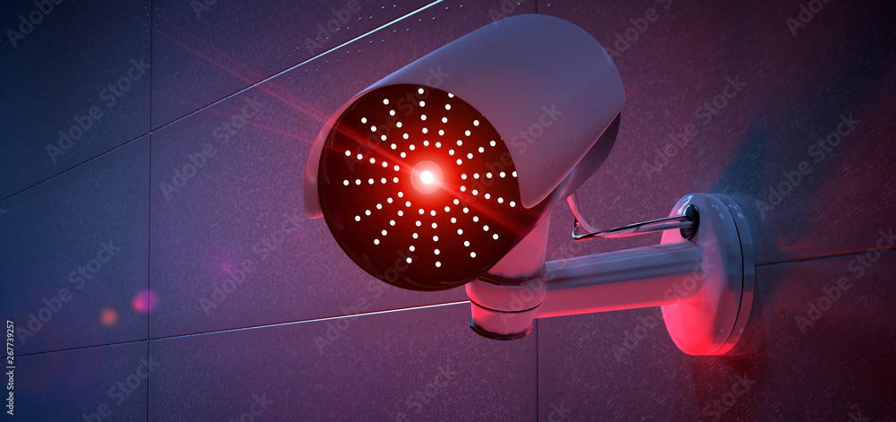 Poster security cctv camera system - 3d rendering