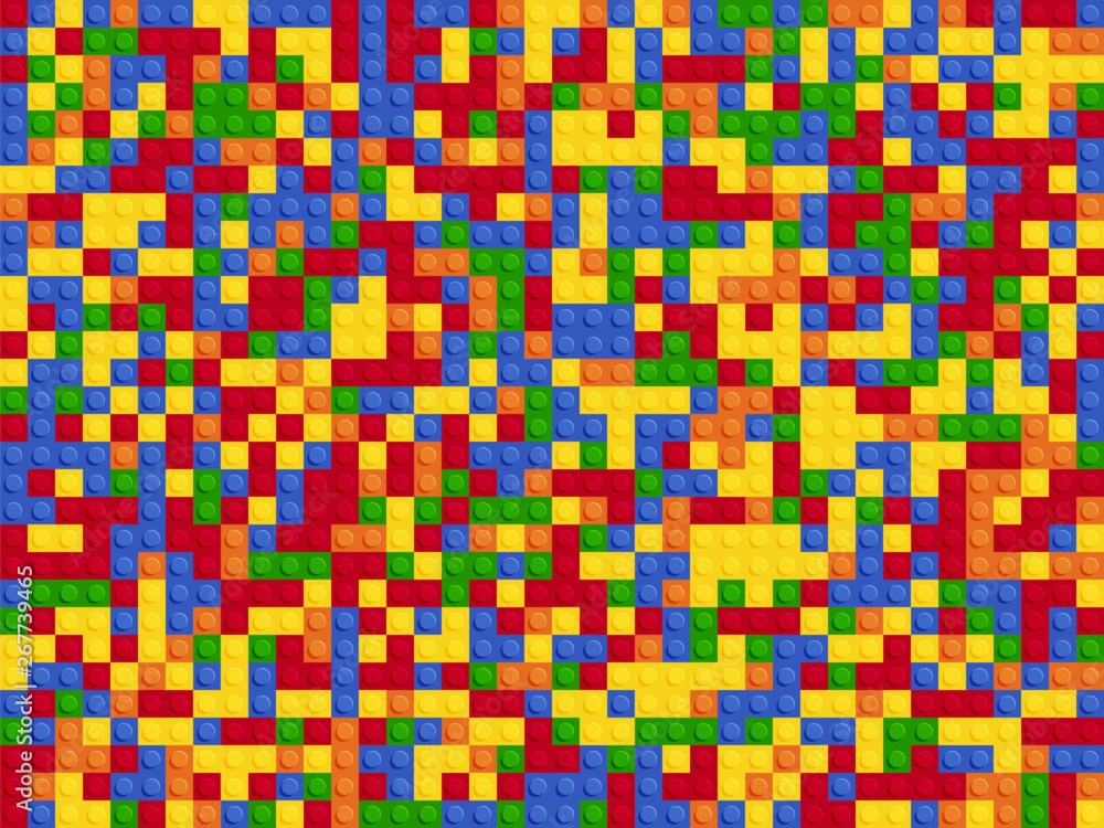 Poster plastic constructor seamless pattern. color abstract background blocks plate flat design.