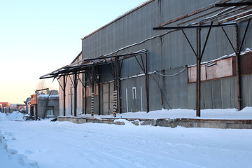 Metal building storage room hangar for storage production workshop with cargo ramp for cargo...