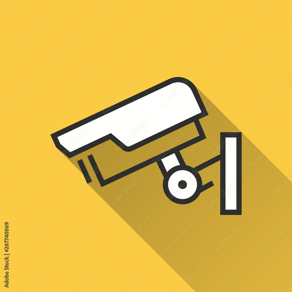 Poster security camera - vector icon for graphic and web design.