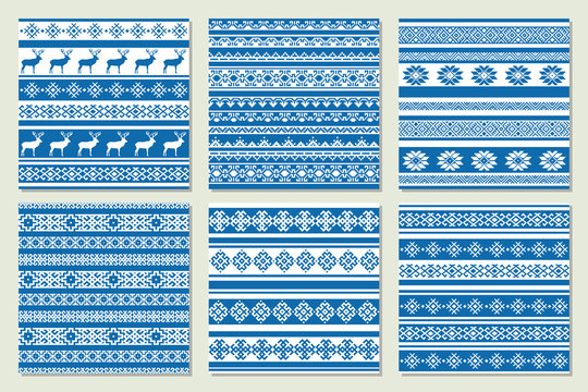 Ethnic nordic pattern with deer. Vector illustration.