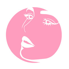 Fashion illustration of girl. Continuous line drawing of female face, minimalism, make-up, woman beauty, vector illustration for t-shirt design, print graphics style. Tattoo, logo. Woman's portrait.