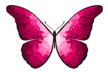 Red butterfly with abstract pattern vector illustration