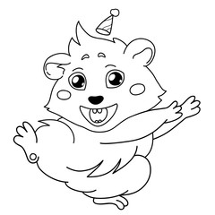 Cartoon guinea pig, line drawing, emoticon holiday, isolated on transparent background