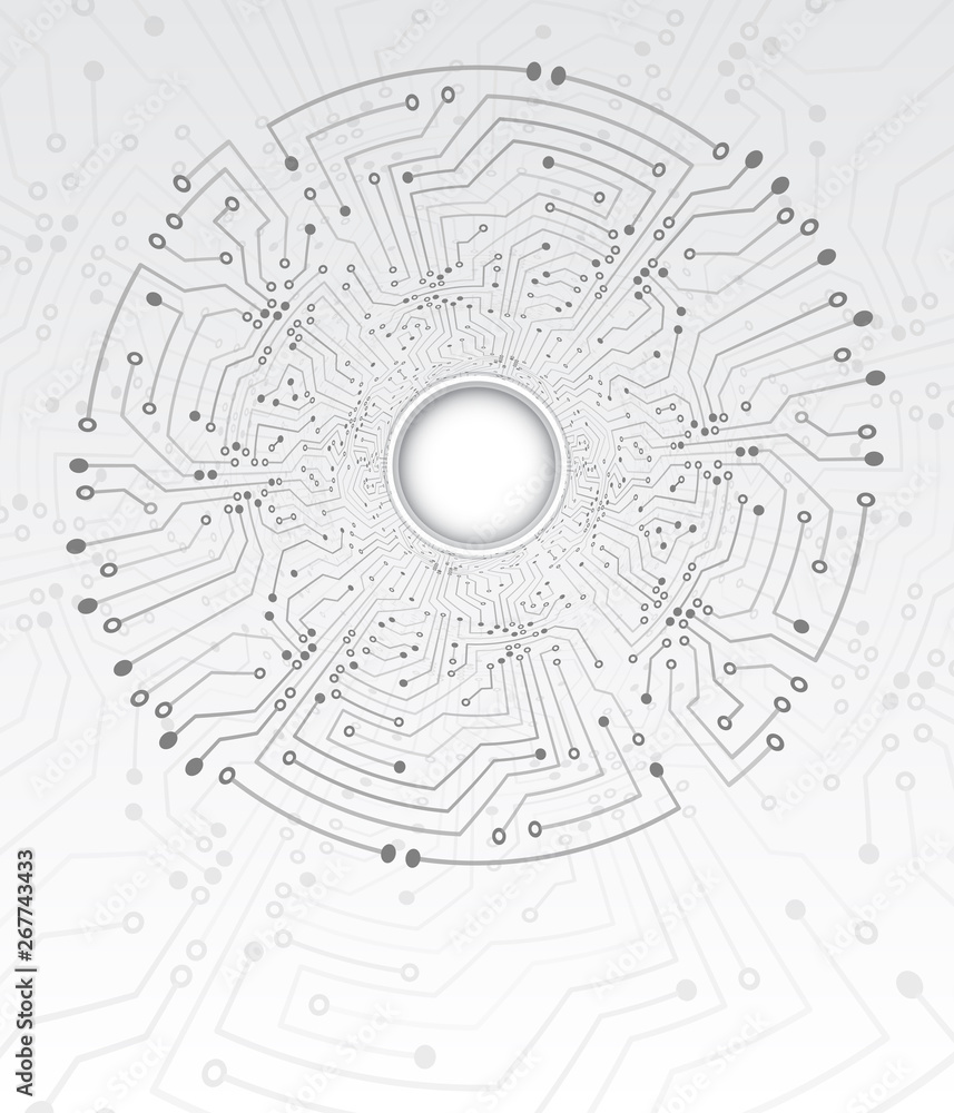 Poster high-tech technology tunnel background texture. circle circuit board vector illustration. electronic