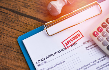 Loan approval / financial loan application form for lender and borrower for help investment bank...