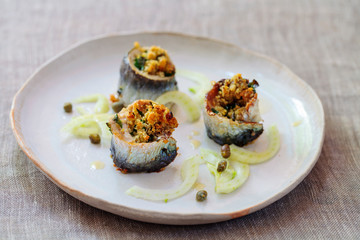 Stuffed sardine fillets