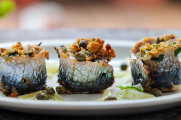 Stuffed sardine fillets