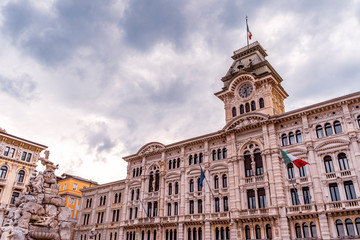Fototapeta premium Main building facade in piazza unita in Trieste city center, Italy