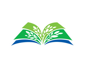 Green Organic Seed And Book Logo Illustration