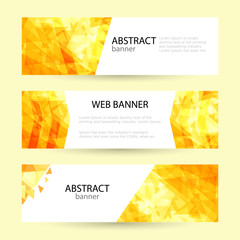 Fototapeta premium Set Horizontal summer web banner templates. Bright sun rays and triangles. Empty space under the text. Vector illustration.