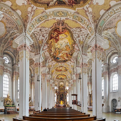 Interior of Heilig-Geist-Kirche (Church of the Holy Spirit) in Munich, Germany. The present Late...