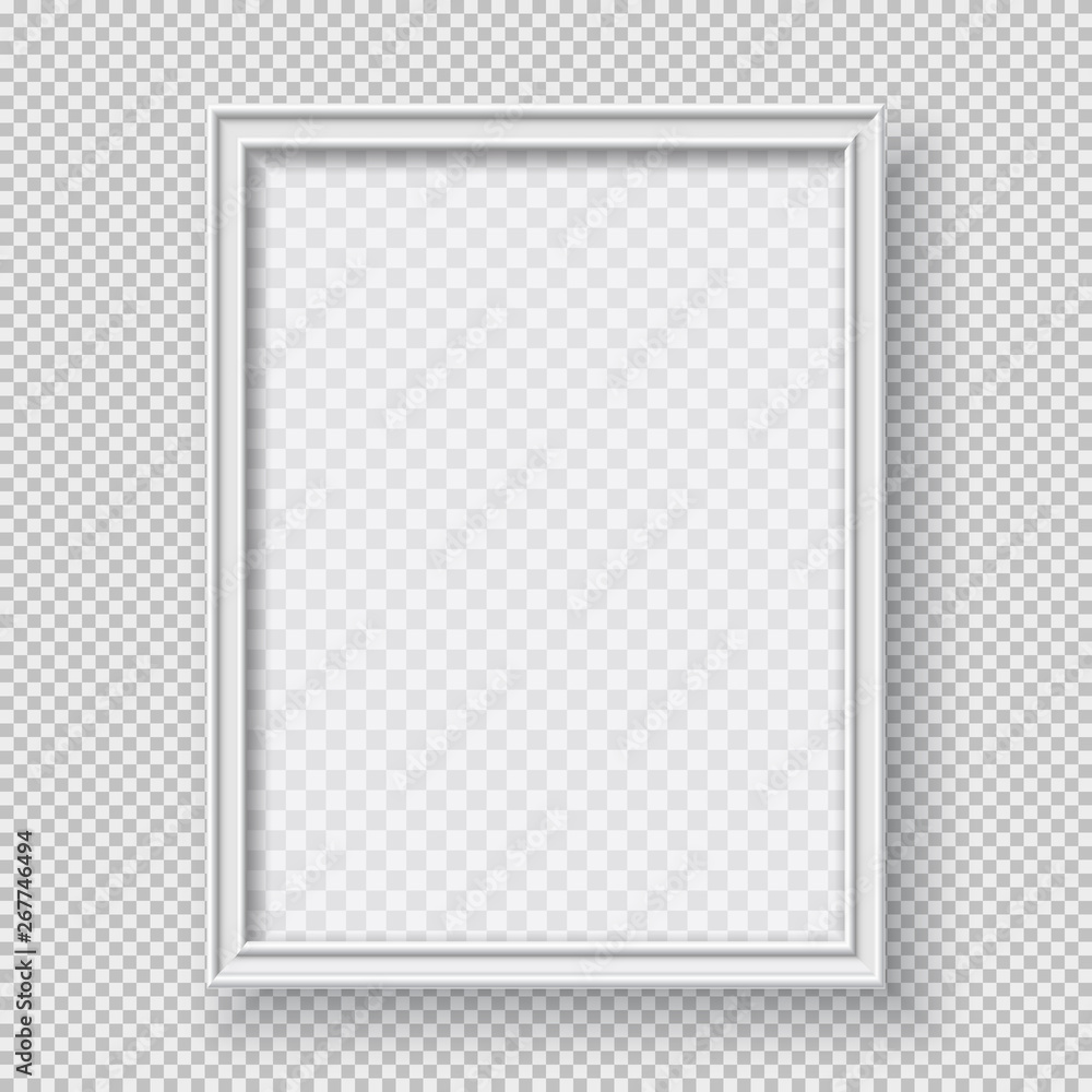 Aufkleber white rectangular paper or plastic frame with soft shadow for text or picture is on squared backgrou