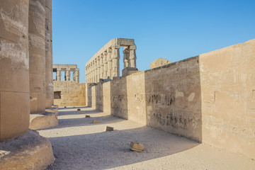 The outer wall of the court of Ramesses II in the temple of Luxor