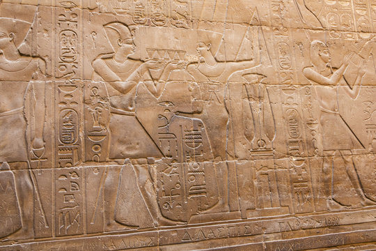 Bas relief depicting Osiris and the Nile flooding in the temple of Luxor