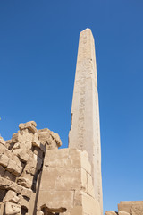 Looking up at the Obelisk of Hatshepsut in the Temple Complex of Karnak