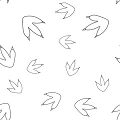Dinosaur footprint contour seamless pattern