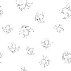 Naklejka premium Dinosaur pterodactyl contour seamless pattern