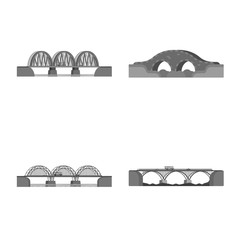 Vector illustration of design and construct icon. Set of design and bridge stock vector illustration.