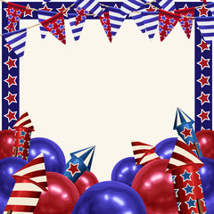 Fototapeta premium 4th of July Background design for greeting cards in super high resolution.