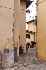 Fototapeta na wymiar Typical street of Dicomano, Tuscany, Italy