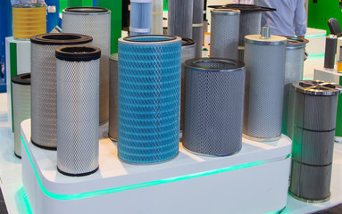 Close-up various diameters and types of industrial filter product