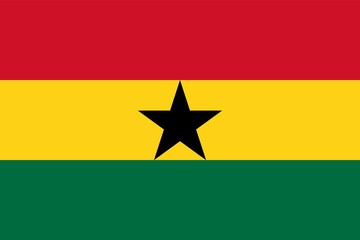 Flag Of Ghana. Ratios and colors are observed.