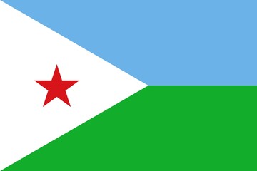Flag Of Djibouti. Ratios and colors are observed.