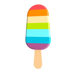 Rainbow ice cream on a stick. 3d rendering