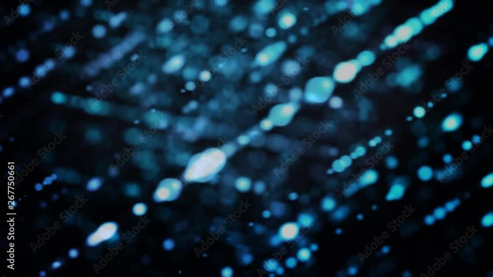 Poster colorful rows of small dots rotating on black background, seamless loop. animation. green bokeh clou