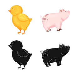 Vector design of breeding and kitchen  logo. Collection of breeding and organic  vector icon for stock.