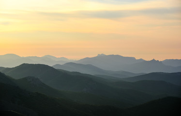 Obraz premium Sunrise in the Crimean mountains