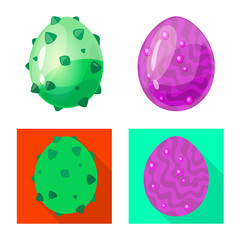 Vector illustration of animal and prehistoric logo. Set of animal and cute  stock symbol for web.