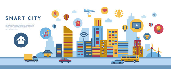 Smart city icons infographics