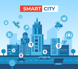 Fototapeta na wymiar Smart city icons infographics