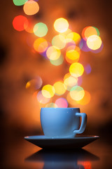 Cup of tea in the background bokeh in the form of steam