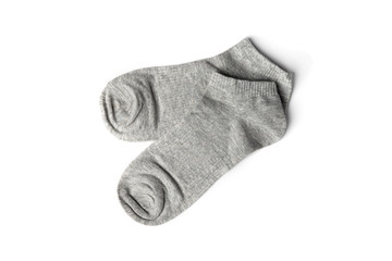 Gray socks isolated on white background. 