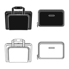 Isolated object of suitcase and baggage logo. Collection of suitcase and journey stock vector illustration.