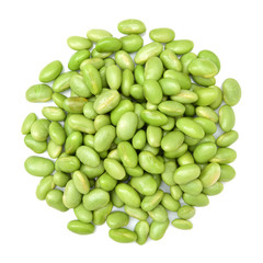 Green soy beans on white background 