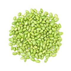 Green soy beans on white background 