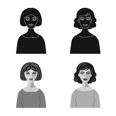 Vector illustration of hairstyle and profession  symbol. Collection of hairstyle and character  stock vector illustration.